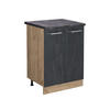 KÜCHENUNTERSCHRANK KÜCHENSCHRANK R-Line Schwarz Beton 60 cm AP Anthrazit - Eiche Wotan/Schwarz, Holzwerkstoff (60/81.6/60cm) - Vicco