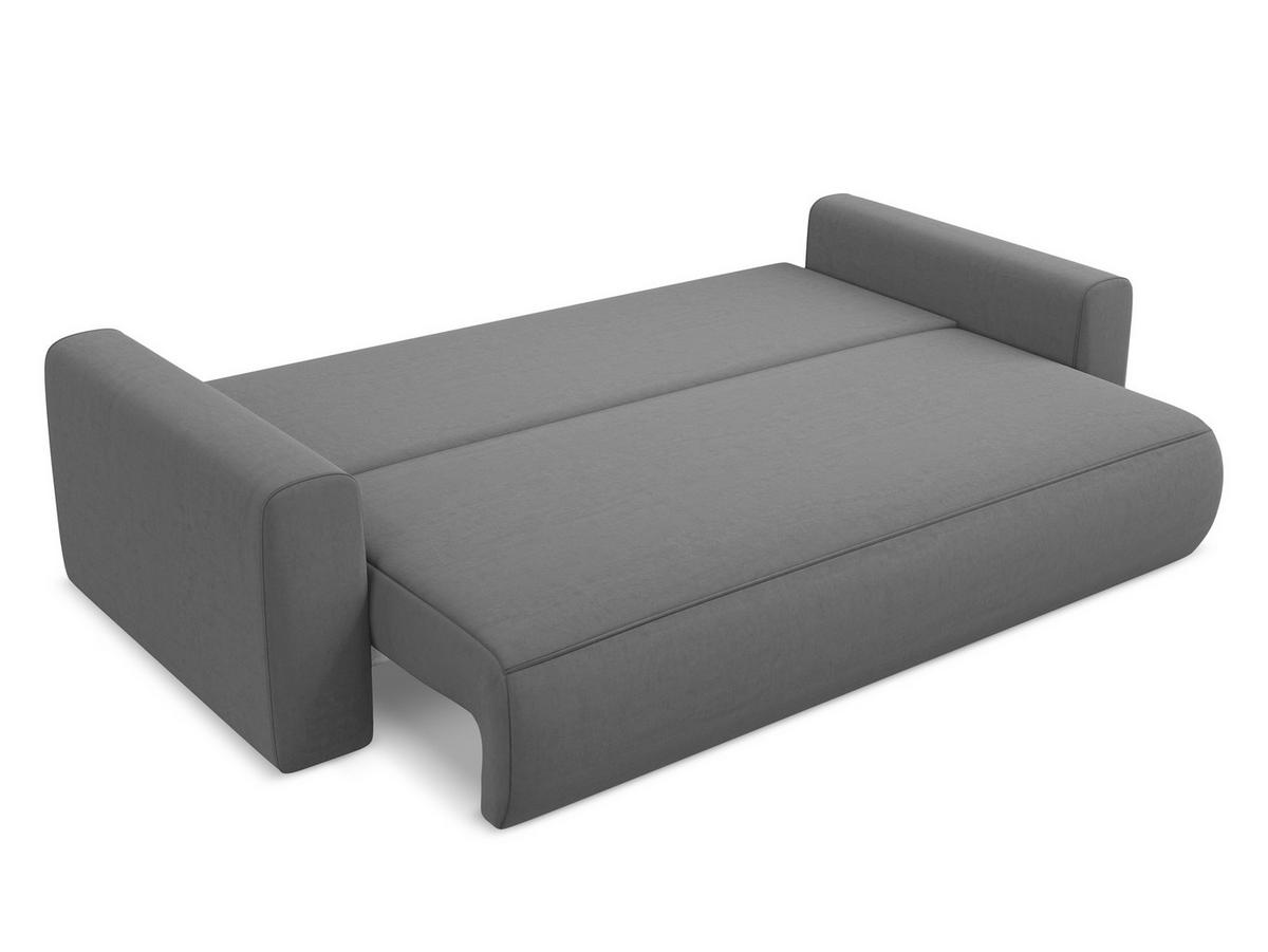 3-SITZER SOFA mit Schlaffunktion Samt Stoff Grau - Schwarz/Grau, Kunststoff/Textil (238/82/105cm) - Makamii