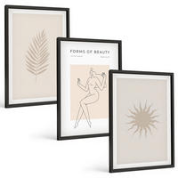 BILDER SET 3er Set - 40x60 cm Schwarzer Rahmen - Eine Sammlung minimalistischer Formen - Schwarz, Kunststoff (40/60cm) - TULUP