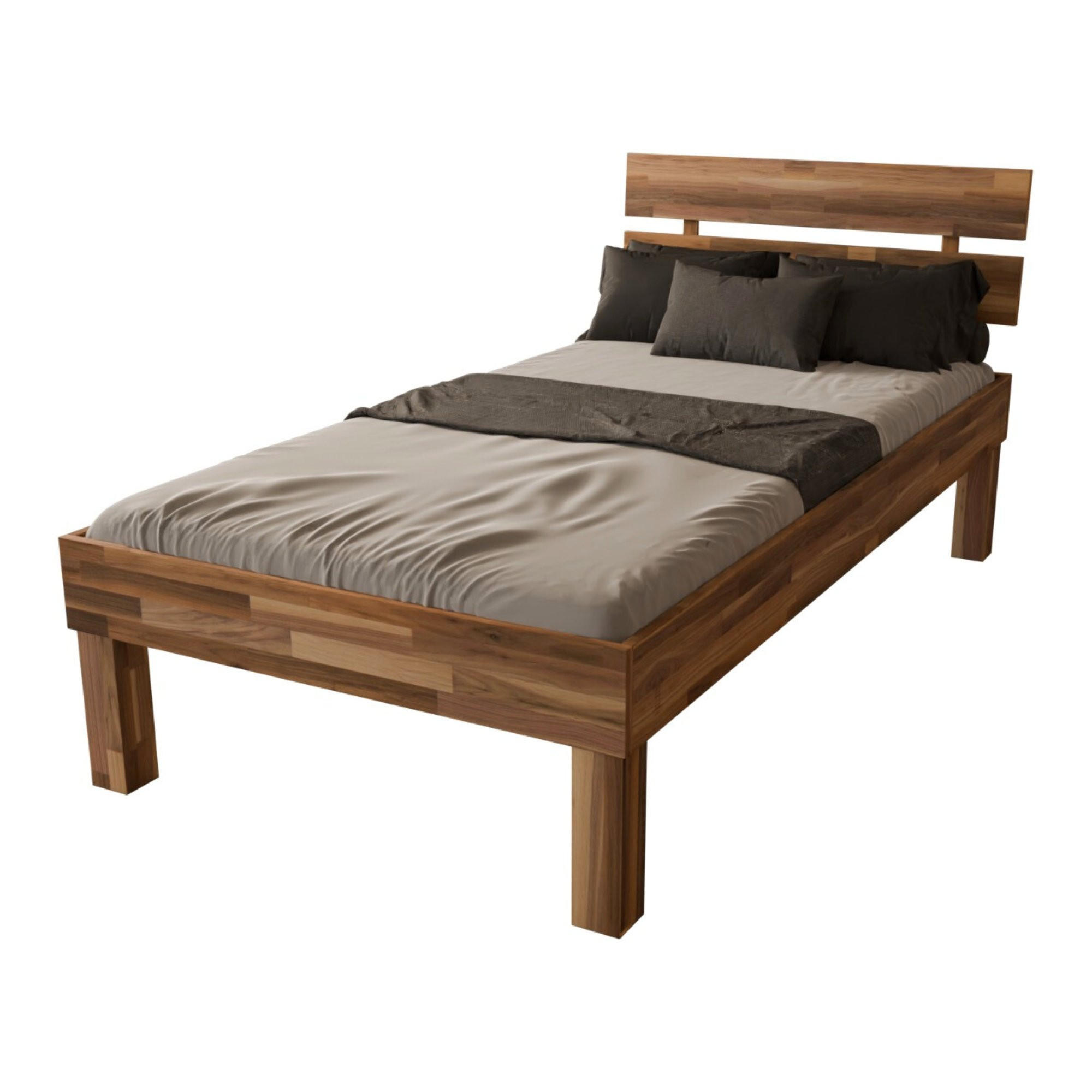 KOMFORTBETT 90/200 cm aus Nussbaum - Braun, Holz (90/200cm) - MeinMassivholz