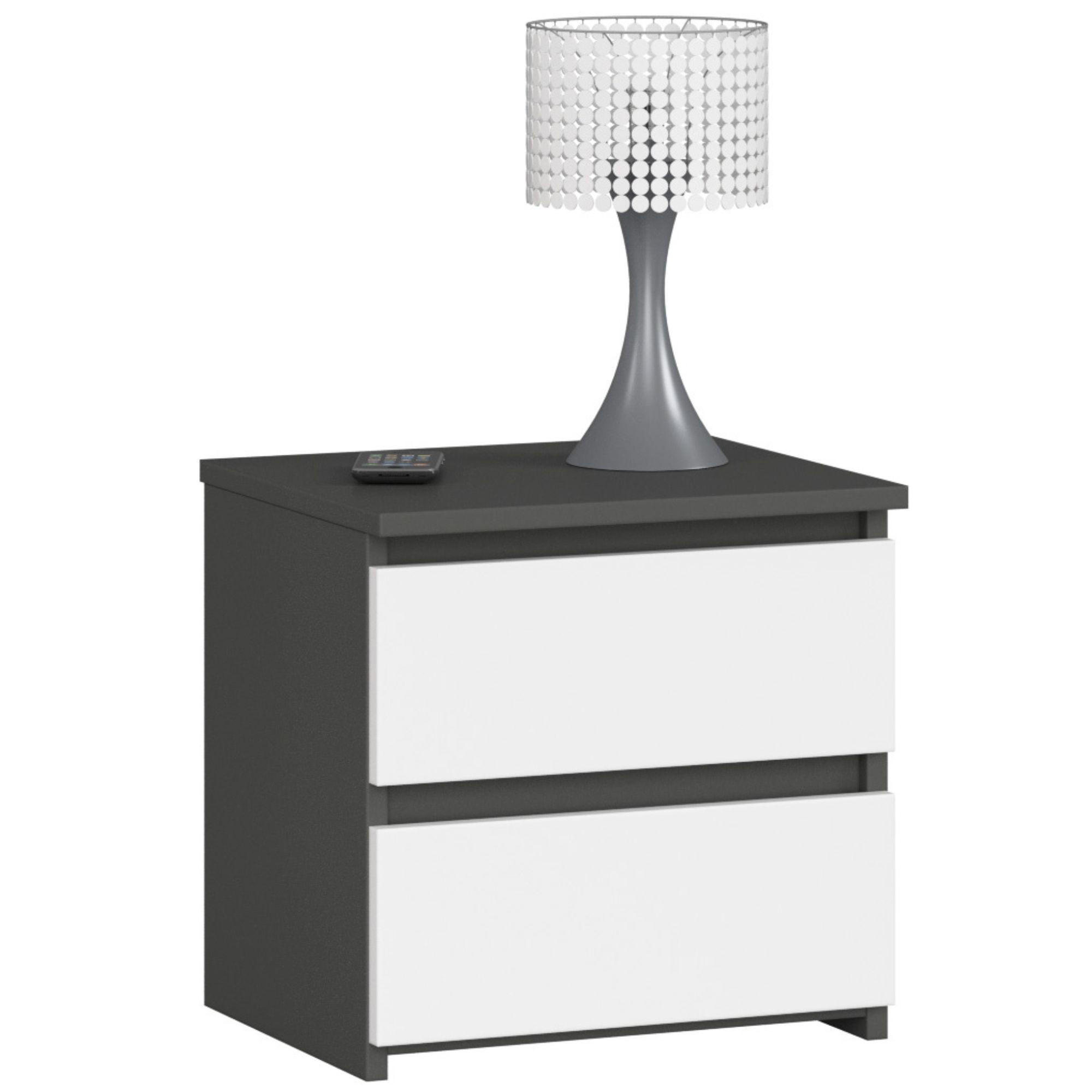 Akord Nachtschrank Grau, Weiß 40x40x35 cm