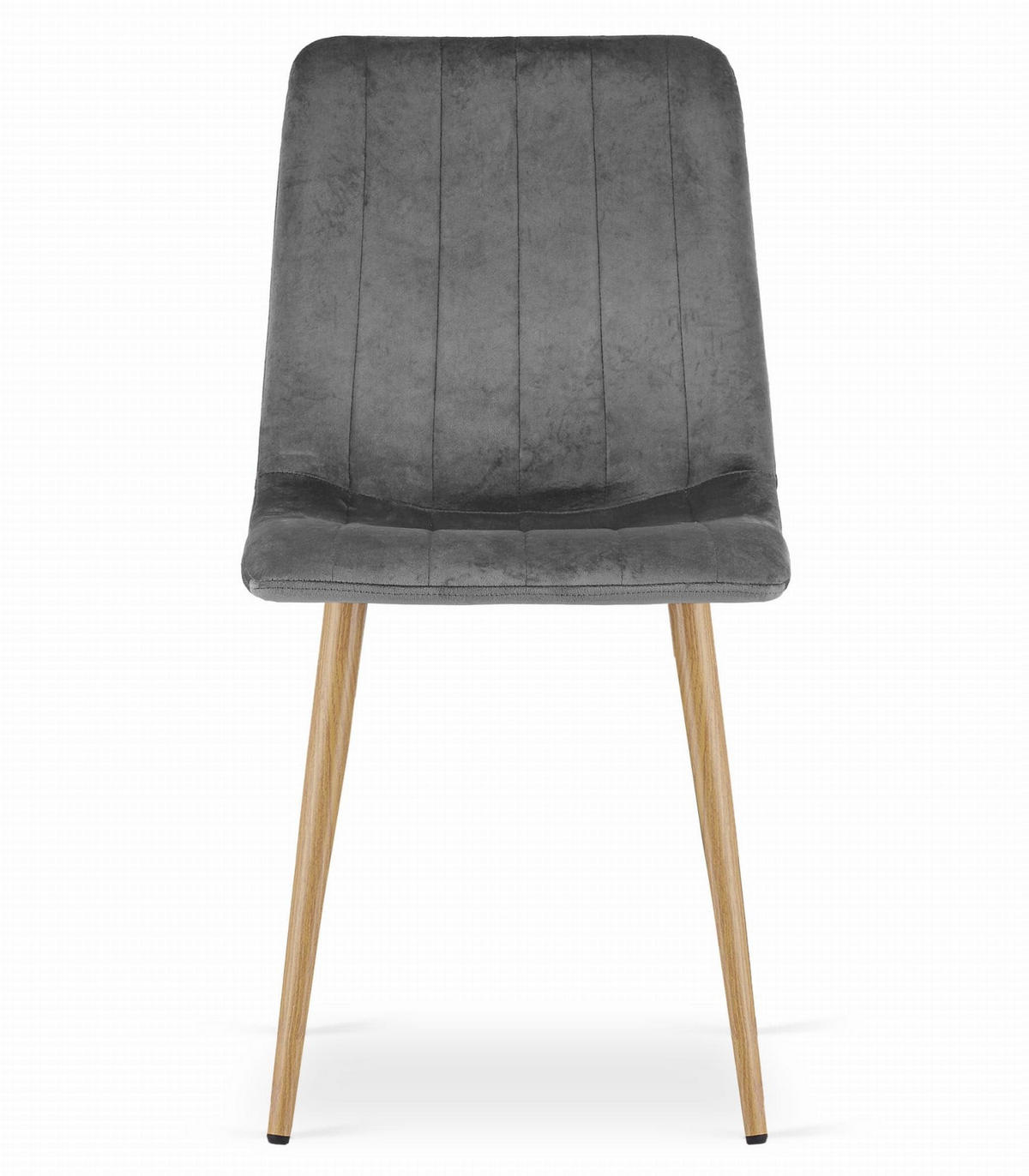 ESSZIMMERSTUHL 4er Set Dunkelgrauer Velours, gepolsterte Sitzfläche, Metallfüße in Holzoptik, Modernes Design - Grau, Textil (46/89/40cm) - Best For Home