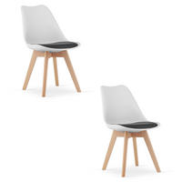 ESSZIMMERSTUHL 2-er Set RIKX Schwarz-weißer Sitz, natürliche Beine - Schwarz/Naturfarben, Kunststoff (49/82/43cm) - Valora