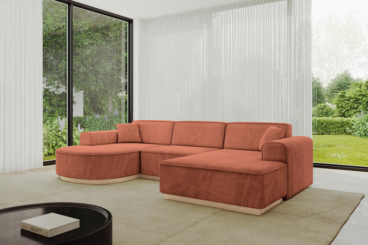 WOHNLANDSCHAFT ARRIO-U1 303x171x83 cm Koralle - Koralle, Holzwerkstoff/Textil (303/83/171cm) - ALTDECOR
