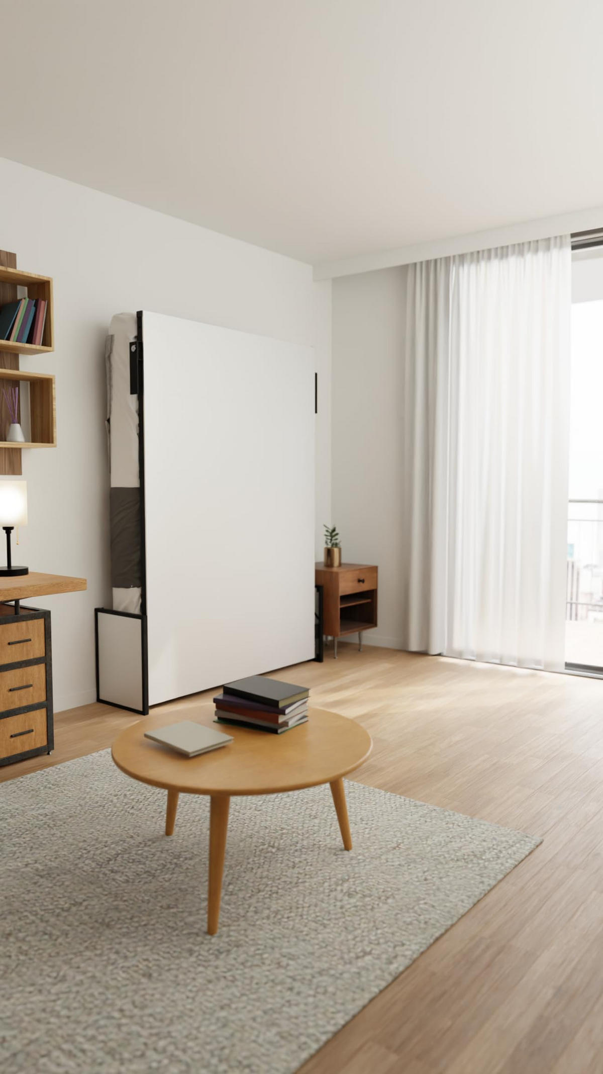 SCHRANKBETT Morphy Studio Modulares SizeFlex- und TypeFlex-System - 160x200, Vertikal - Schwarz, Metall (160/200cm) - WallBedKing