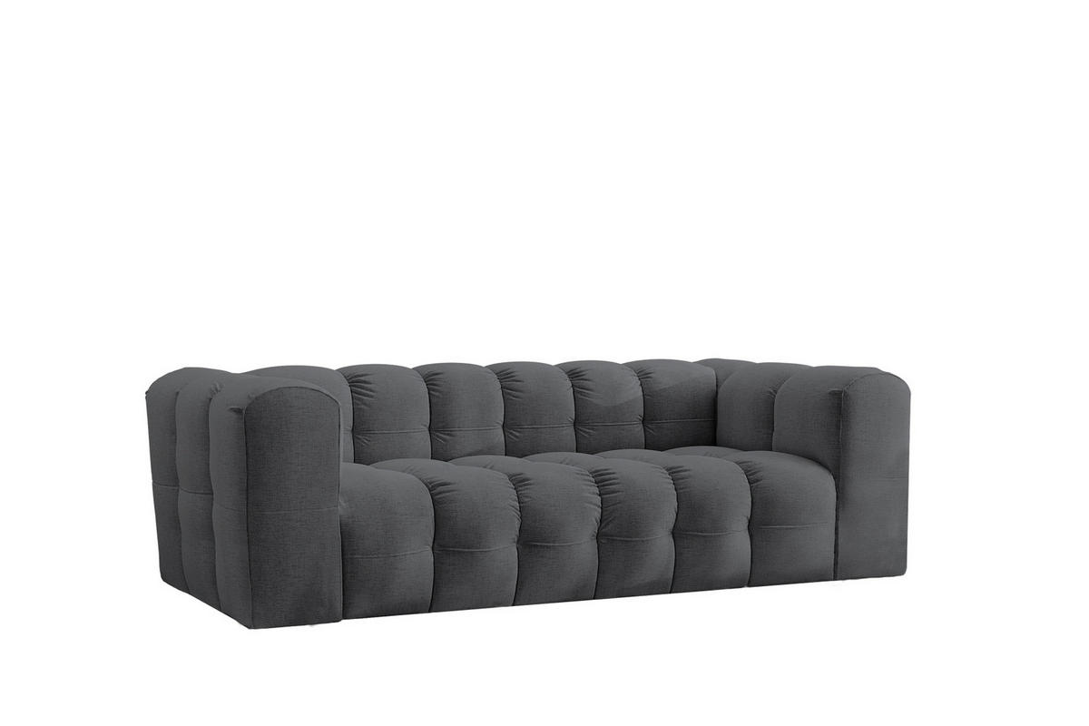 SOFA 3-Sitzer, Komfort, BALOO, Stoff Schenille, Graphit - Graphitfarben, Holz (222/75/106cm) - Kaiser Möbel