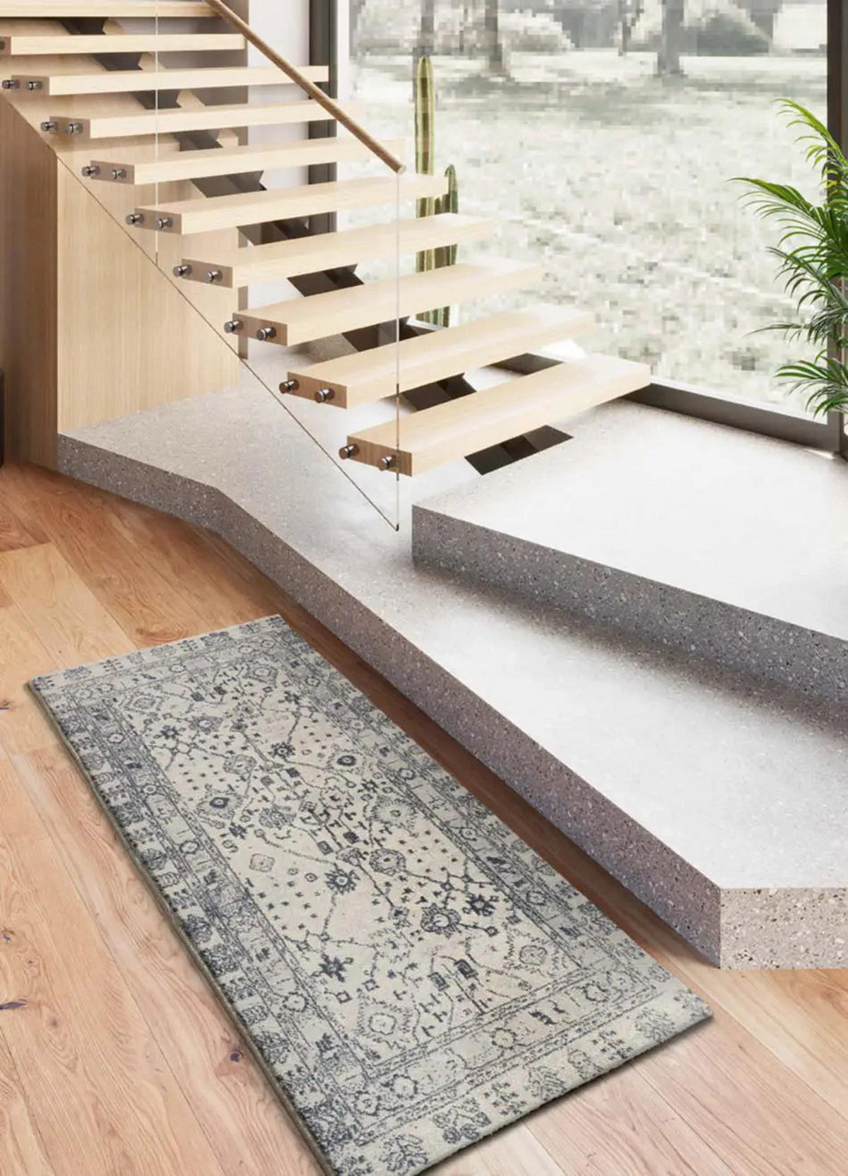 WEBTEPPICH Blau Siroco 80/200 cm - Blau/Beige, Naturmaterialien/Textil (80/200cm) - Atticgo