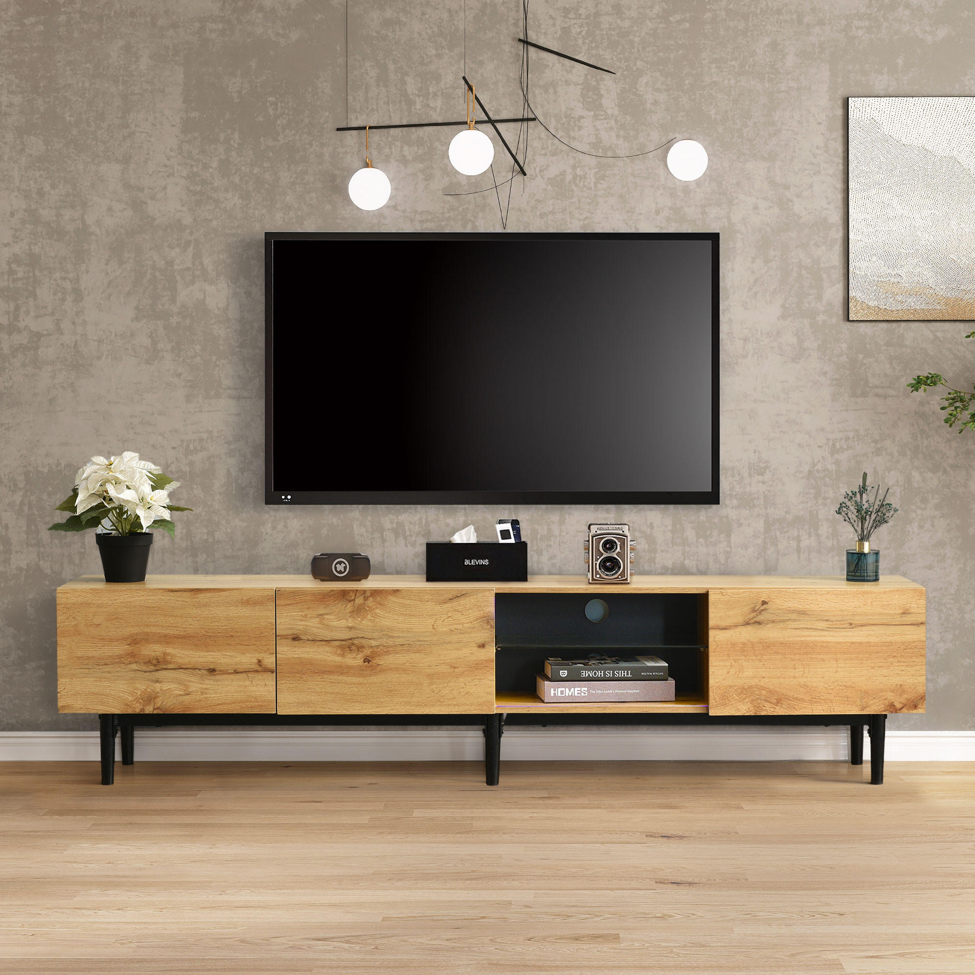 TV-SCHRANK Lowboard 175x31x41 cm Holzoptik LED - Eichefarben, Holz (175/41/31cm) - Fortuna Lai