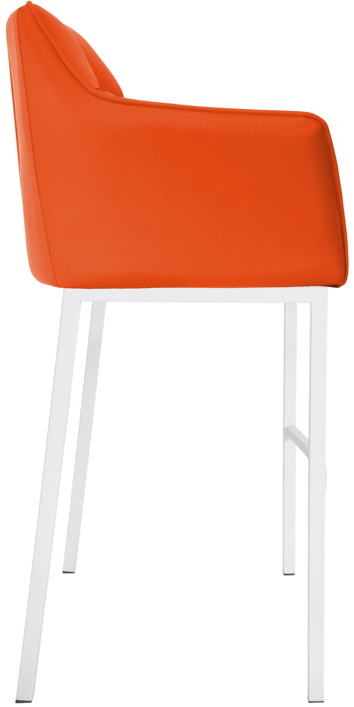 BARHOCKER Lederlook orange - Weiß/Orange, Textil/Metall (64/110/48cm) - CLP