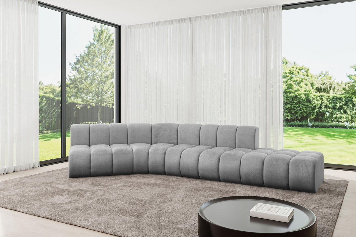 ECKSOFA modulares Sofa Brilo-L1 - 380x174x70 cm Grau - Hellgrau, Holzwerkstoff/Textil (380/174cm) - ALTDECOR