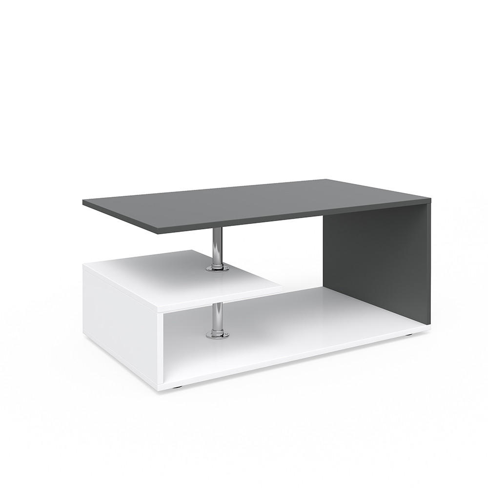 COUCHTISCH Guillermo Weiß/Anthrazit 91 x 52,6 cm - Anthrazit/Weiß, Holzwerkstoff (52.6/91/41cm) - Vicco