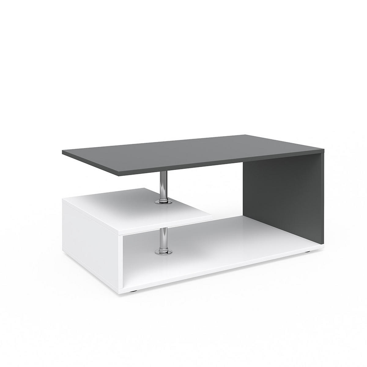 COUCHTISCH Guillermo Weiß/Anthrazit 91 x 52,6 cm - Anthrazit/Weiß, Holzwerkstoff (52.6/91/41cm) - Vicco
