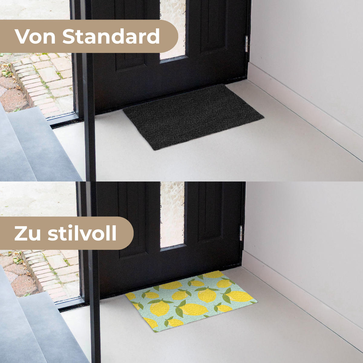 FUSSMATTE Muster Zitronen - Gelb - Blau - Muster - Früchte 60x40 cm - Gelb, Kunststoff (60/0.4cm) - MuchoWow