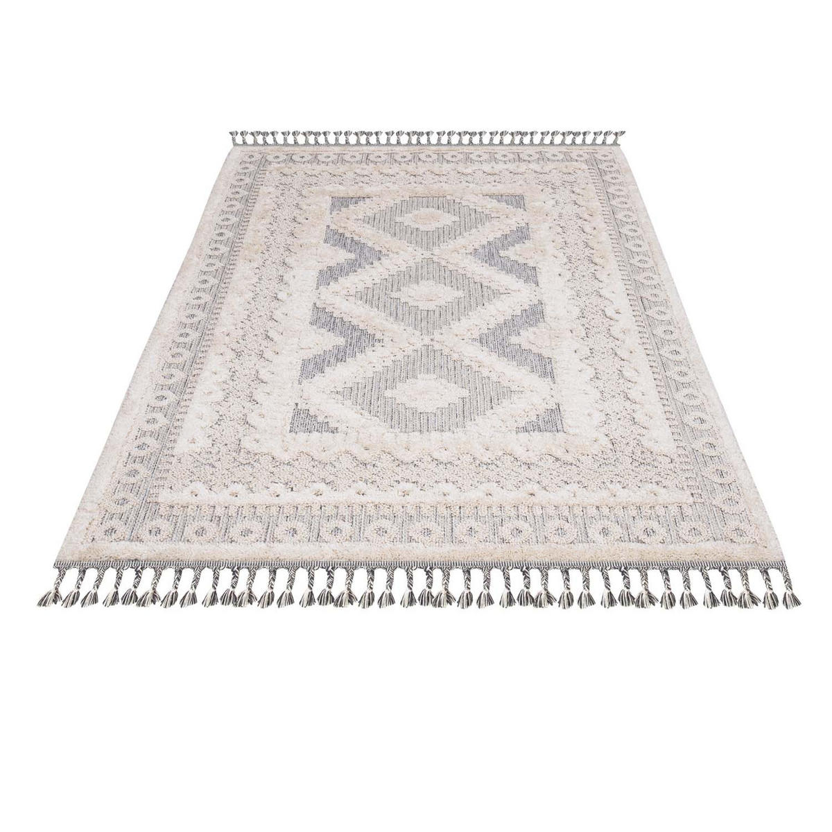 KURZFLOR-TEPPICH Valencia 730 Creme/ Graublau 160x230 cm - Creme, Textil (160/230cm) - carpet city