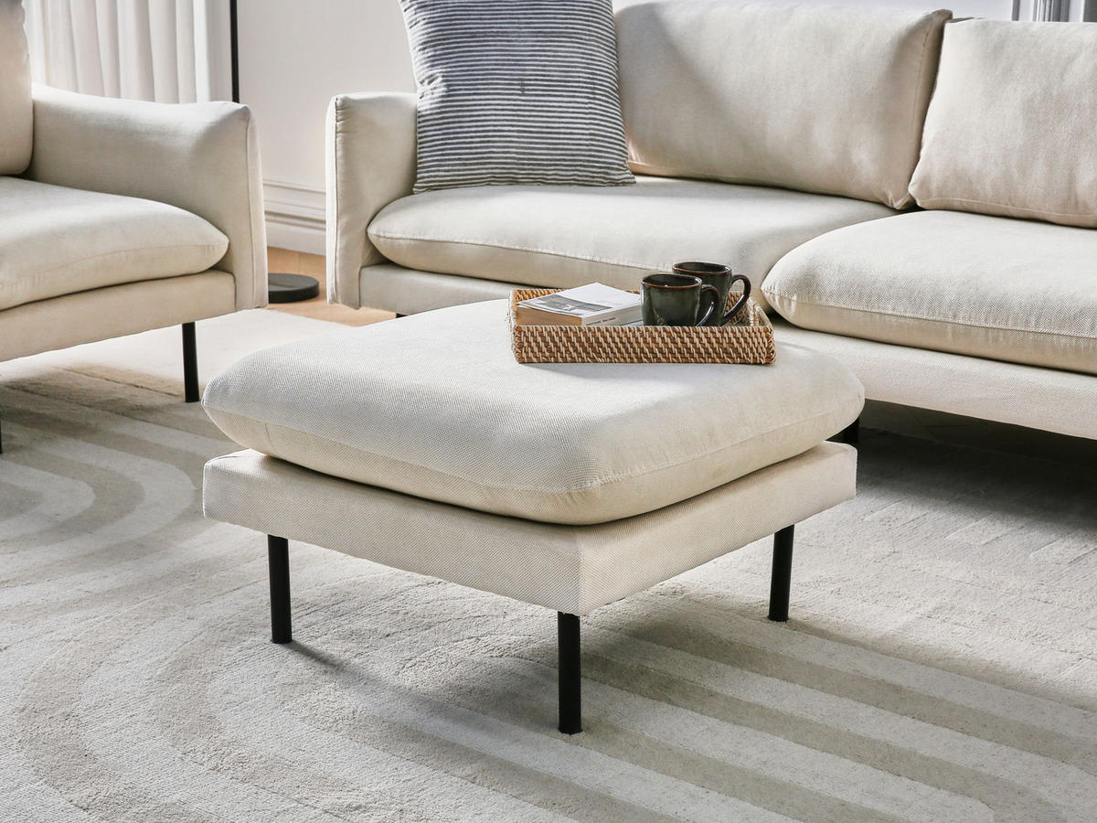 OTTOMANE Stoff Hellbeige Vinterbro - Beige, Textil (70/44/70cm) - Beliani