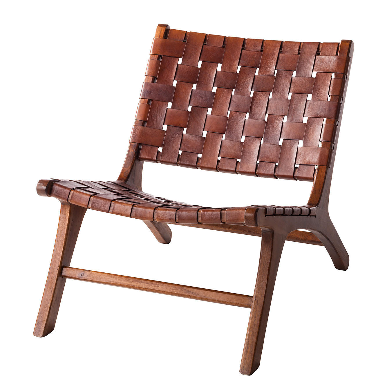 STUHL - Echtleder / Teak massiv - Teakfarben, Leder (60/68/78cm) - home24