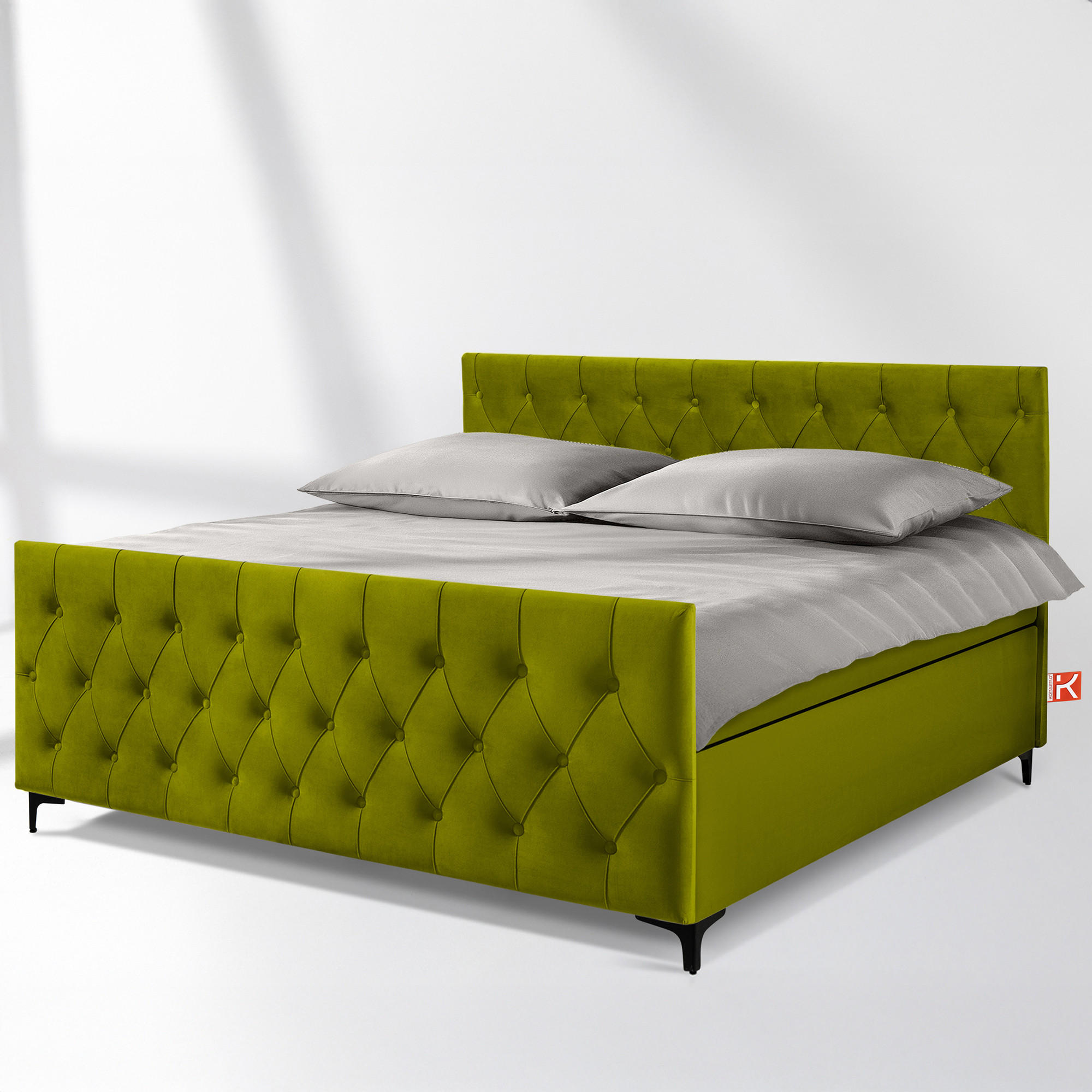POLSTERBETT ARDEA, Oliv - Schwarz/Olivgrün, Holz/Holzwerkstoff (180/200cm) - KONSIMO®