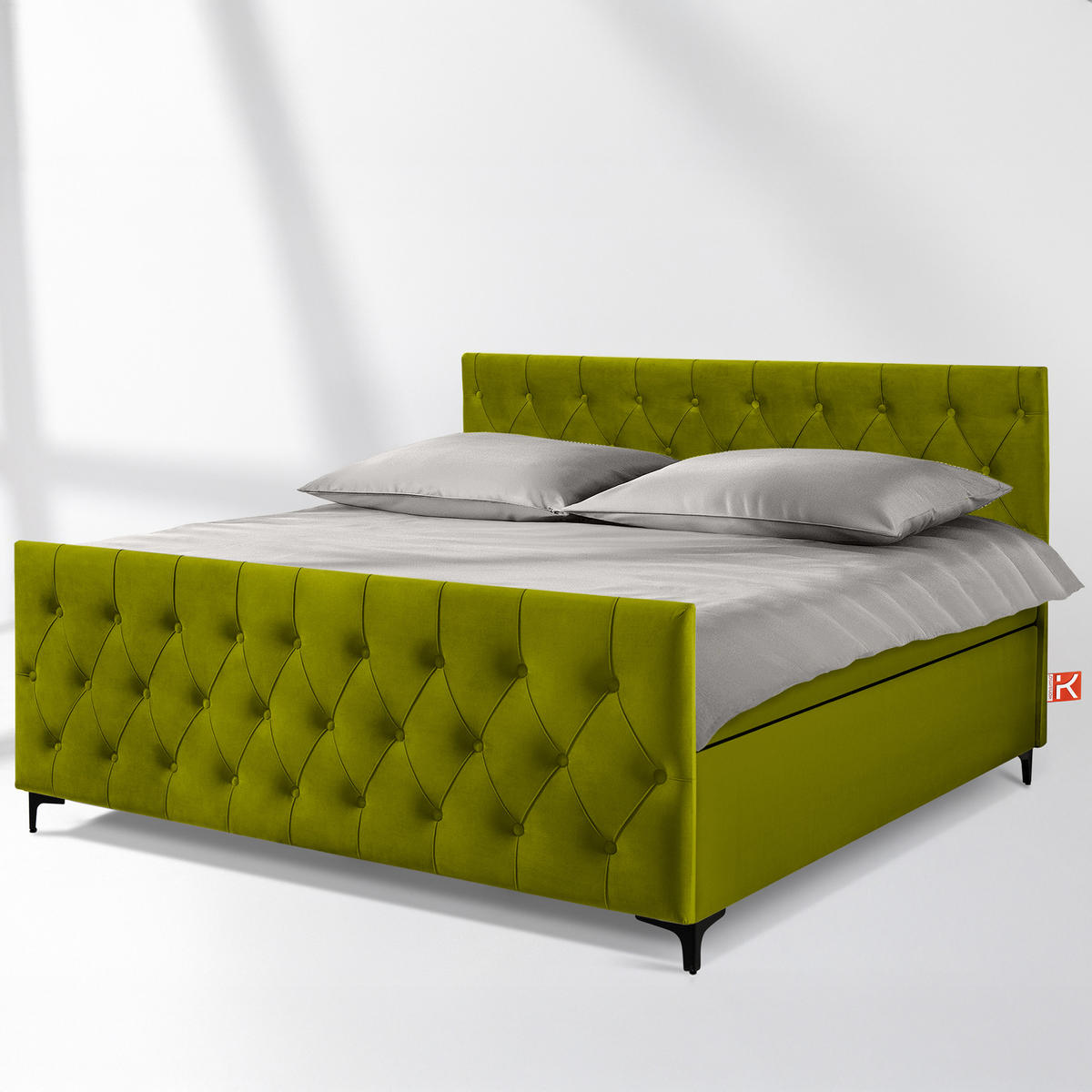 POLSTERBETT ARDEA, Oliv - Schwarz/Olivgrün, Holz/Holzwerkstoff (180/200cm) - KONSIMO®