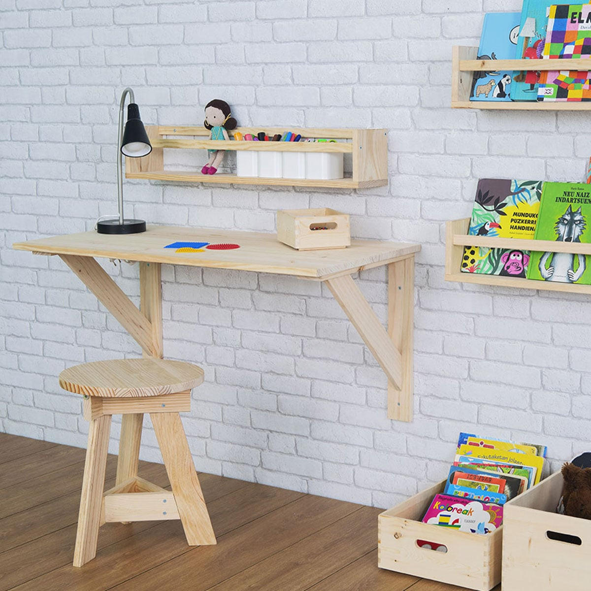 WANDREGAL aus massiver Kiefer - L40 x H15 cm - Eschefarben, Holzwerkstoff (15/15/40cm) - Calicosy