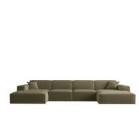 WOHNLANDSCHAFT Celes Premium Opera - Olivgrün, Holzwerkstoff/Textil (379/73/165cm) - Fun Möbel