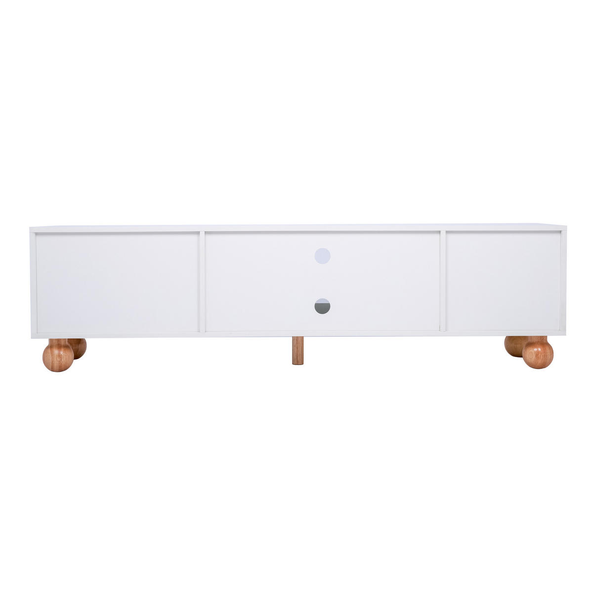 LOWBOARD 170/47/37 cm in Weiß mit Glasschiebetür und Rattan-Optik - Weiß, Holzwerkstoff (170/37/47cm) - Flora Grace
