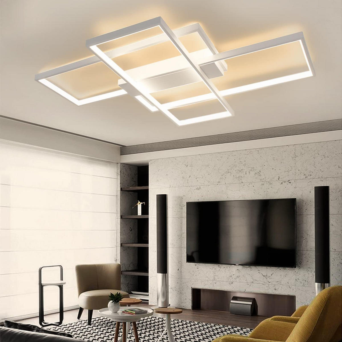 LED-DECKENLEUCHTE Schwarzgrimm 70/8/100 cm - Weiß, Metall (100/70/8cm) - ZMH