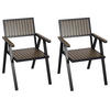 GARTENSTUHL 2er-Set HxBxT 87x57x53cm Sitzhöhe 43cm Outdoor-Beschichtung Aluminium Holzoptik Gestell Schwarz Grau - Grau, Kunststoff (57/87/53cm) - PROREGAL