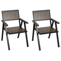 GARTENSTUHL 2er-Set HxBxT 87x57x53cm Sitzhöhe 43cm Outdoor-Beschichtung Aluminium Holzoptik Gestell Schwarz Grau - Grau, Kunststoff (57/87/53cm) - PROREGAL