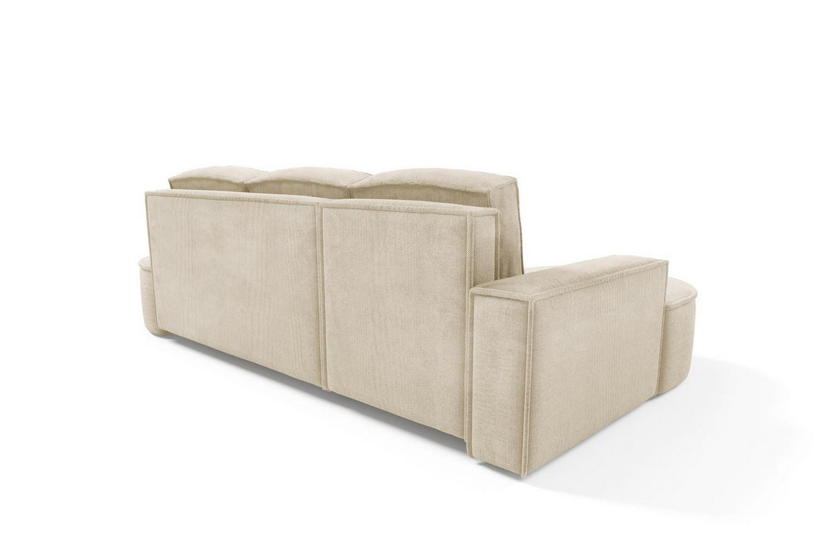 ECKSOFA Flow Hellbeige, mit Schlaffunktion und Kissen in Curio Stoff, linke seite - Creme, Holzwerkstoff/Textil (277/157cm) - Bettso