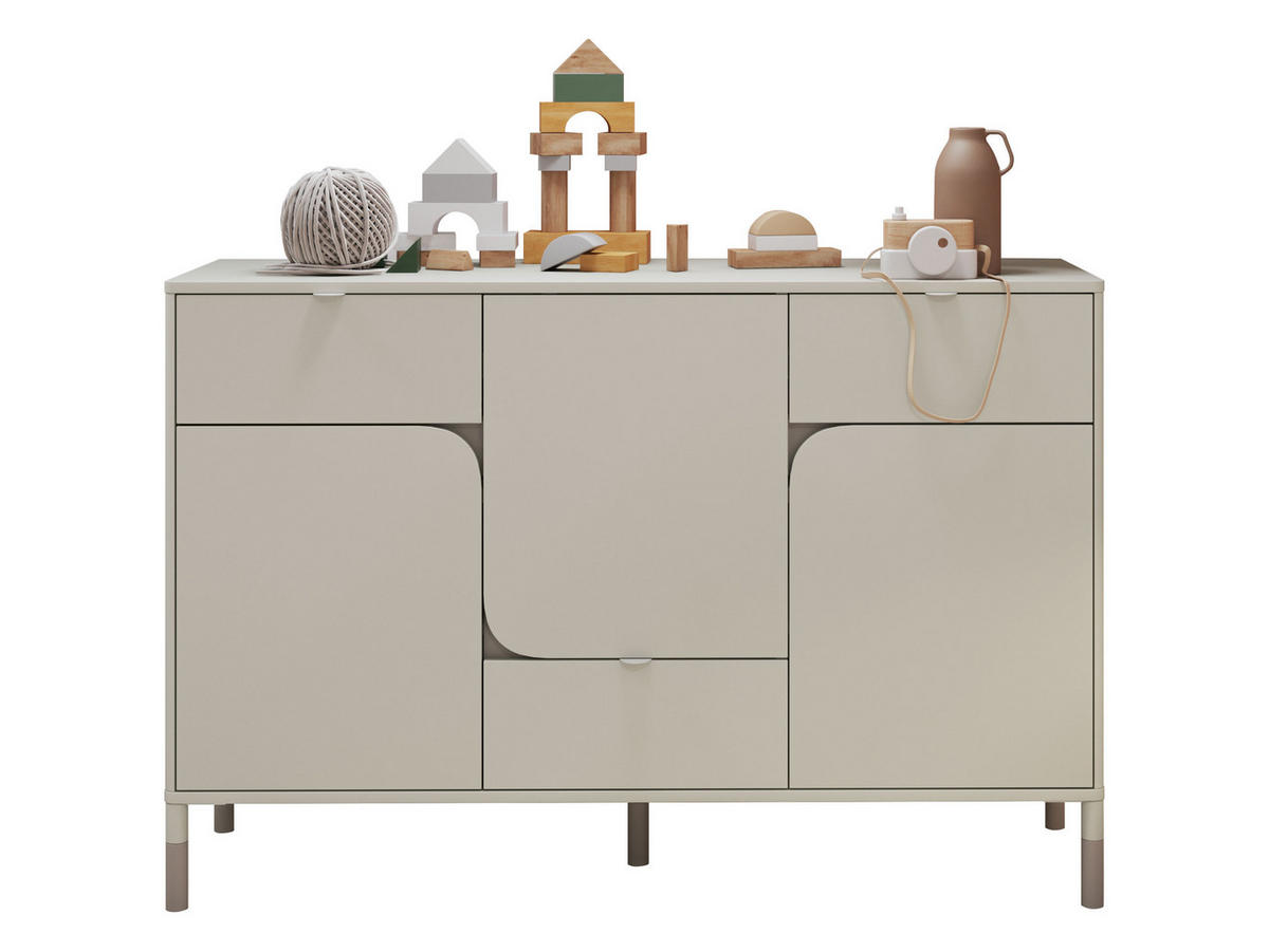 KINDERKOMMODE Harmony 3D3S HR06 - Kaschmir/Trüffeleichefarben, Holzwerkstoff/Kunststoff (130/87/40cm) - MIRJAN24