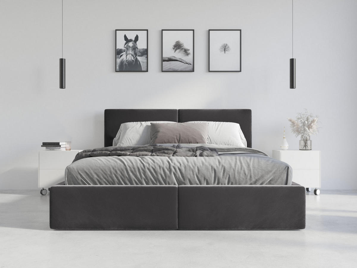 POLSTERBETT Hilton mit Stauraum - Grau, Textil (120/200cm) - Interbeds
