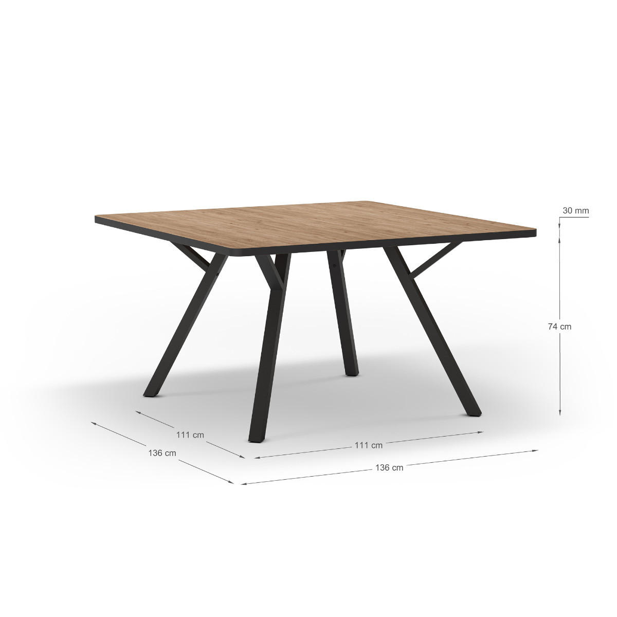 ESSTISCH Beni Braun 136/136/77 cm - Braun, Keramik (136/136/77cm) - Calicosy