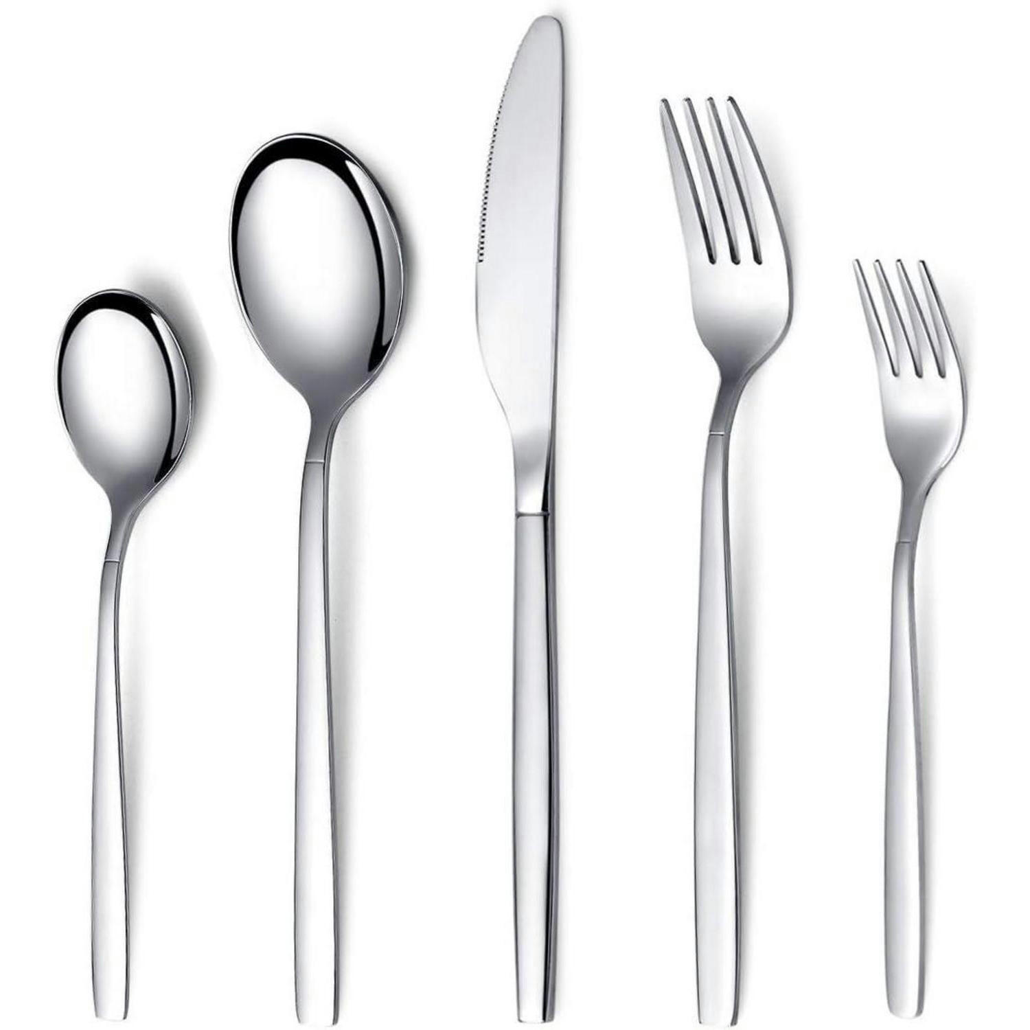 BESTECKSET 30-teiliges Set Edelstahl Silber - Silberfarben, Metall