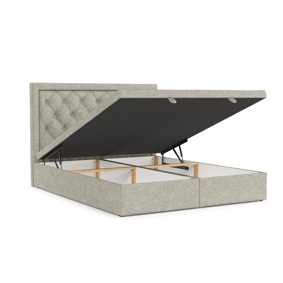 POLSTERBETT Nicobar mit Stauraum 180/200 cm Beige im Alta Stoff - Beige/Schwarz, Holz/Holzwerkstoff (180/200cm) - AltaBeds