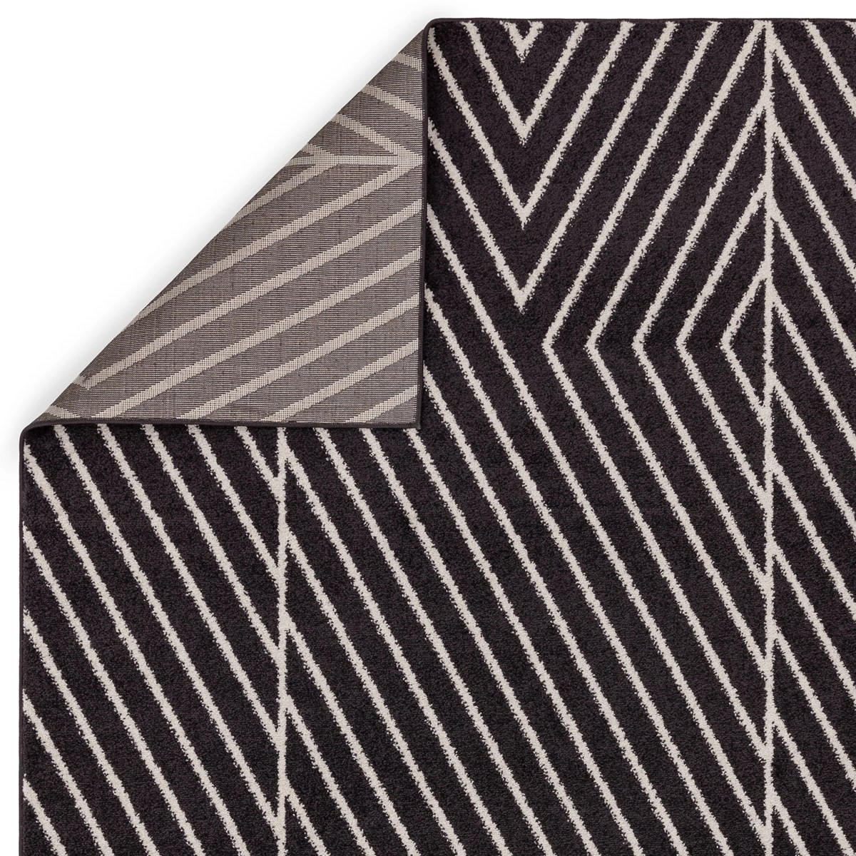 TEPPICH Moderner, flachgewebter für Wohn- und Schlafzimmer LINEN Schwarz 120 x 170 cm - Schwarz, Textil (120/170cm) - Novatrend