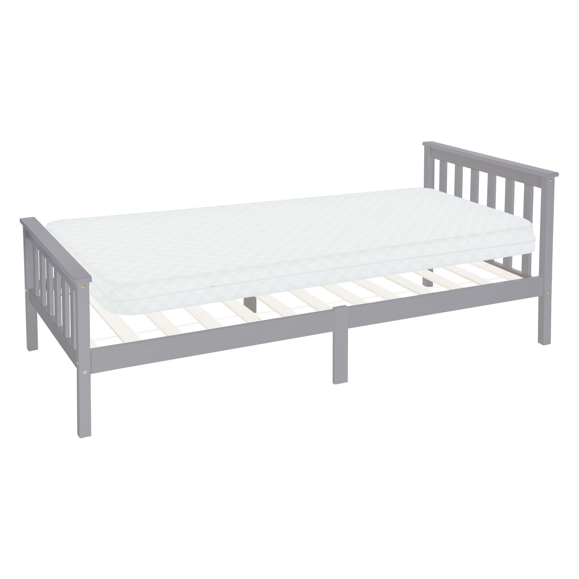 ML-DESIGN DŘEVĚNÁ POSTEL 90x200 cm světle šedé borové dřevo s roštem a matrací H10 cm