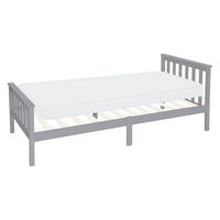 DŘEVĚNÁ POSTEL 90x200 cm světle šedé borové dřevo s roštem a matrací H10 cm - světle šedá, dřevo (90/200cm) - ML-DESIGN