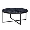 COUCHTISCH mit Marmor-Optik und Hochglanz-Finish, rund, Schwarz 80x80x35 cm - Schwarz, Holz/Metall (80/80/35cm) - KADIMA DESIGN