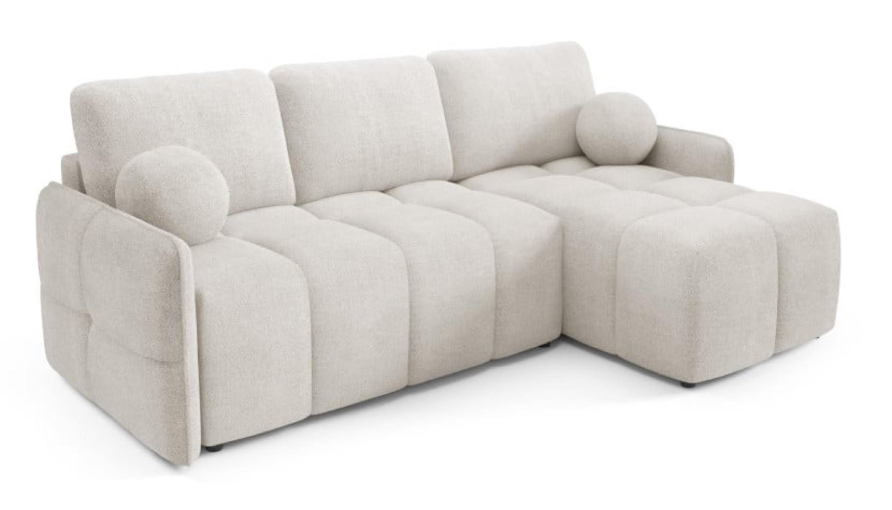 ECKSOFA Ecru MONO Mit Schlaffunktion Und Dekokissen Rechts - Weiß, Textil (220/145cm) - Sepro Meble