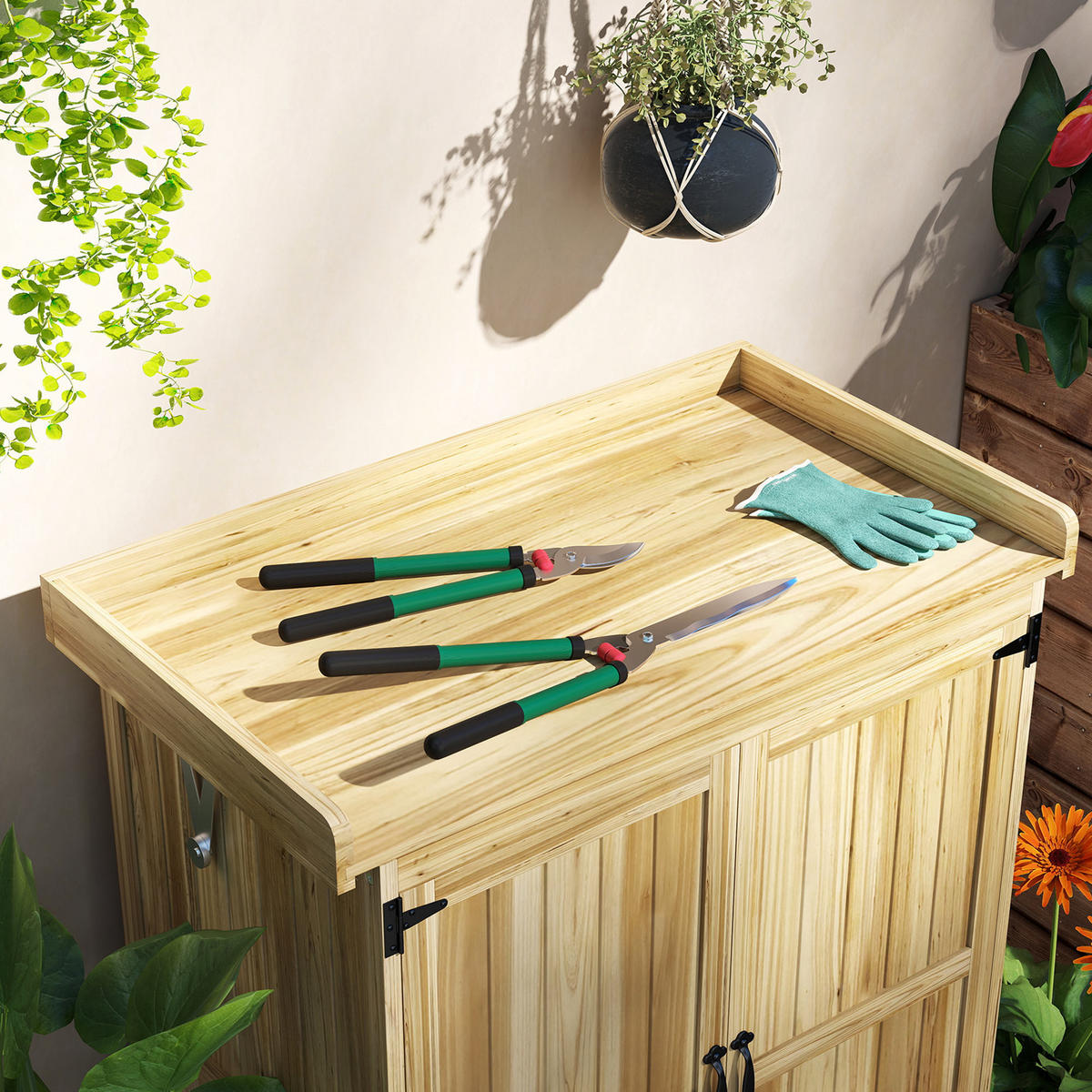 GARTENSCHEREN-SET 2-teilig aus Metall & Kunststoff Grün - Grün, Metall (17/4.5/51cm) - Outsunny