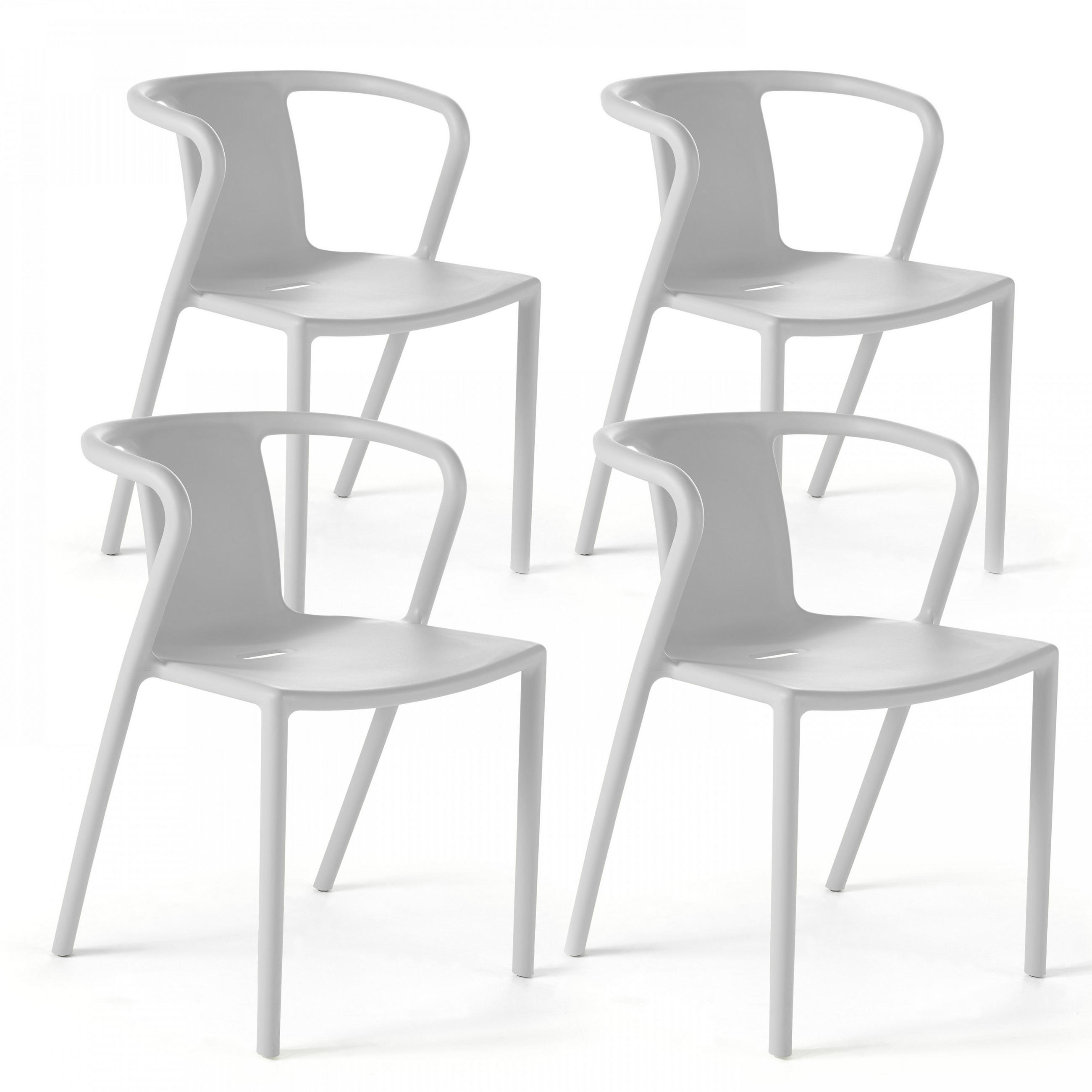 STÜHLE 4-tlg., Weiß - Weiß, Textil (60/82/60cm) - Oviala