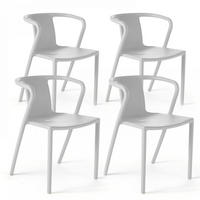 GARTENSTUHL 4-tlg., Weiß - Weiß, Kunststoff (60/80/60cm) - Oviala