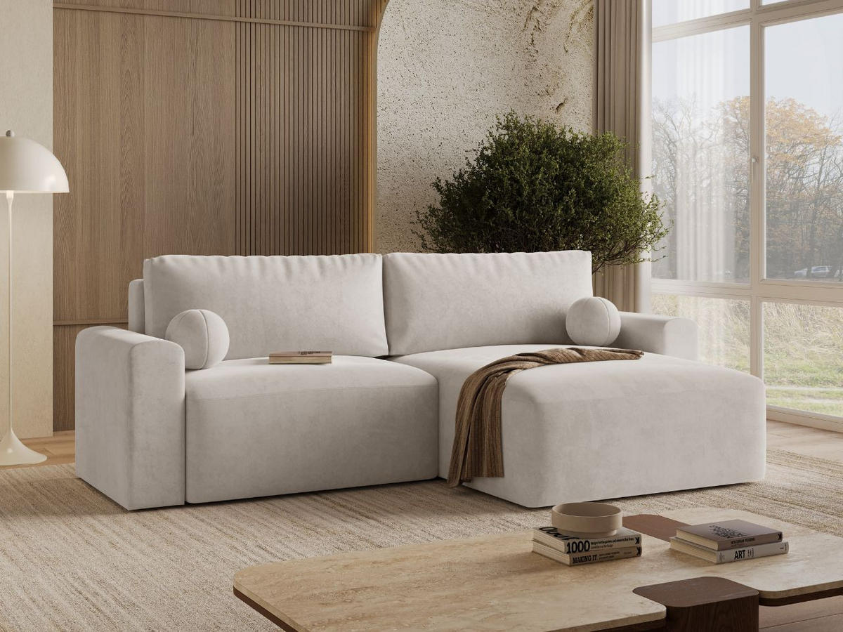 ECKSOFA Aurora Ecru - Beige, Holz/Textil (259/145cm) - Graingold