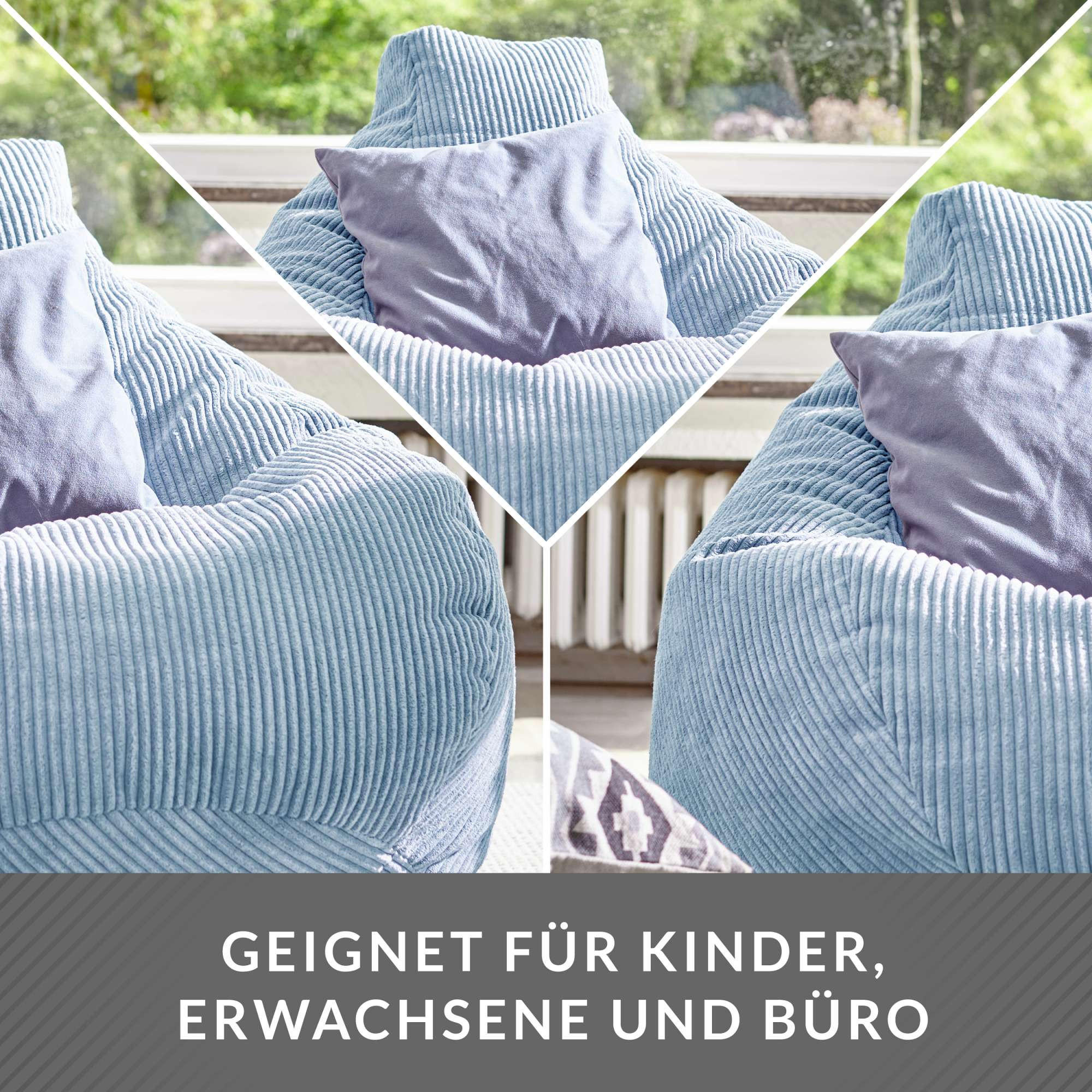 Thumbnail - Green Bean Sitzsack, Hellblau, Textil, Oval, 80x90x90 cm, Hergestellt in Deutschland, Wohnzimmer, Hocker, Sitzsäcke, XXL...