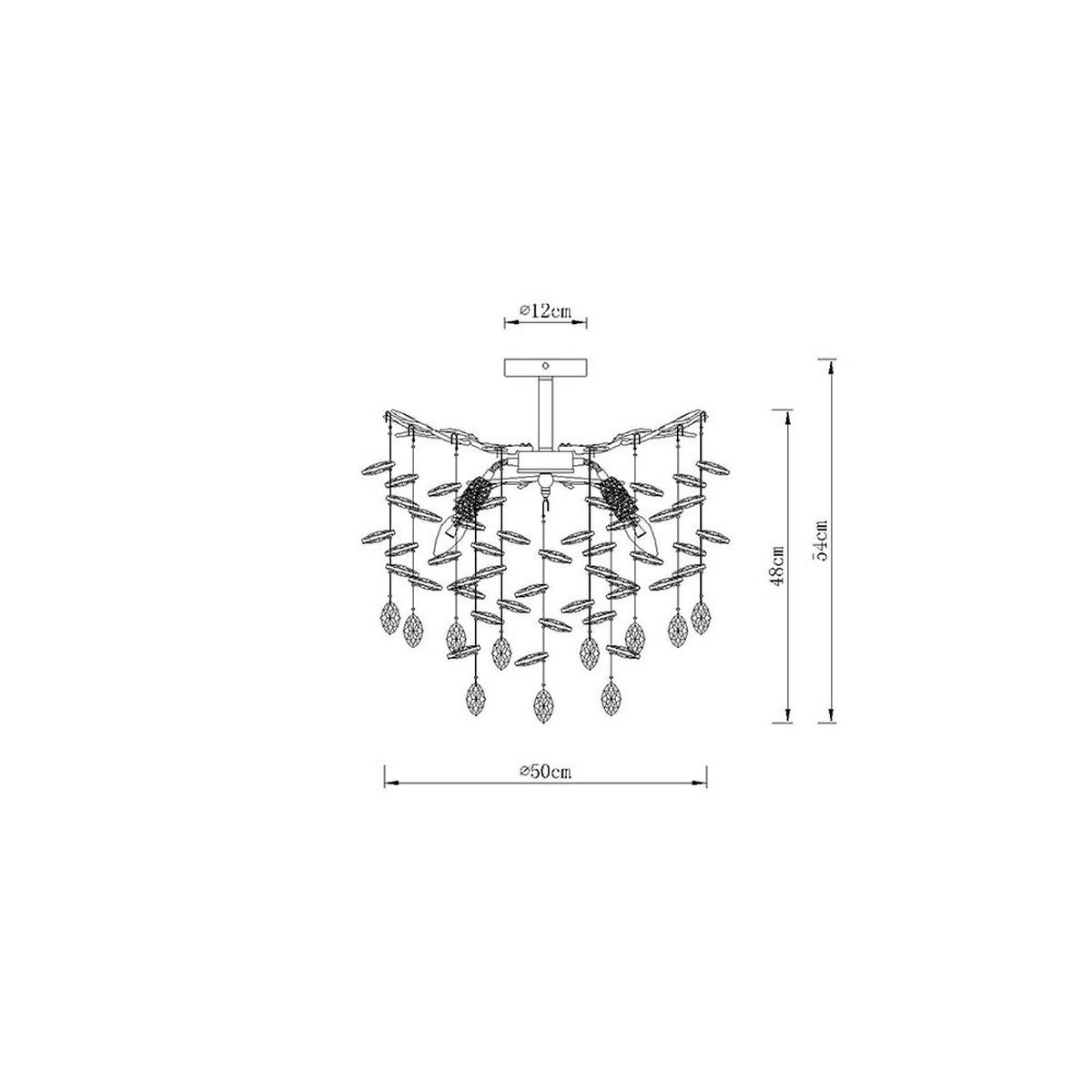 DECKENLEUCHTE Metall, Anthrazit, rauchfarbene Kristalle - Anthrazit, Glas (50/50/54cm) - Globo Lighting
