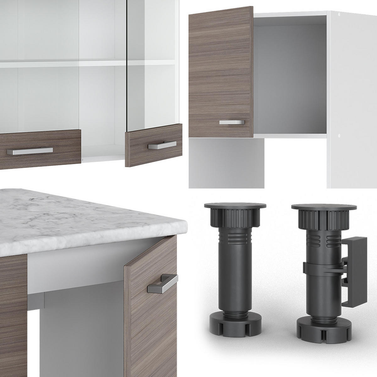 ECKKÜCHE R-Line Edelgrau/Weiß 237 x 247 cm, AP Eiche - Braun/Weiß, Holzwerkstoff (247/81.6/60cm) - Vicco