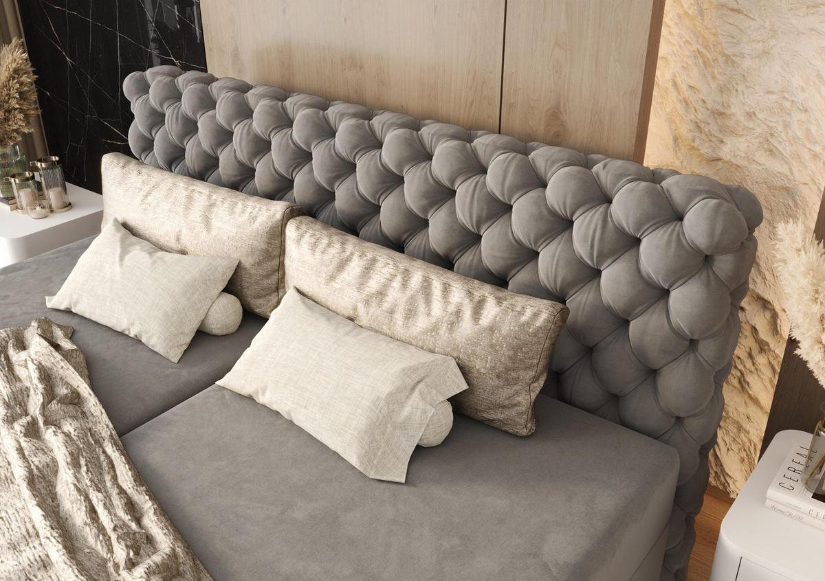 BOXBETT The Big One Figo Hellgrau 200x220 cm - Hellgrau, Textil (200/220cm) - B&B Home