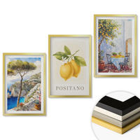 WANDBILDER 3er Set - 40x60 cm Goldrahmen - Ansichten von Positano mit Zitronen - Goldfarben, Kunststoff (40/60cm) - ArtPrintCave