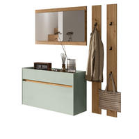 GARDEROBEN-SET Salbei grün, Eiche Artisan 4-teilig 172 cm, Garderobenmöbel hängend - Salbeigrün/Eiche Artisan, Glas/Holzwerkstoff (172/197/32cm) - Inn.Furn