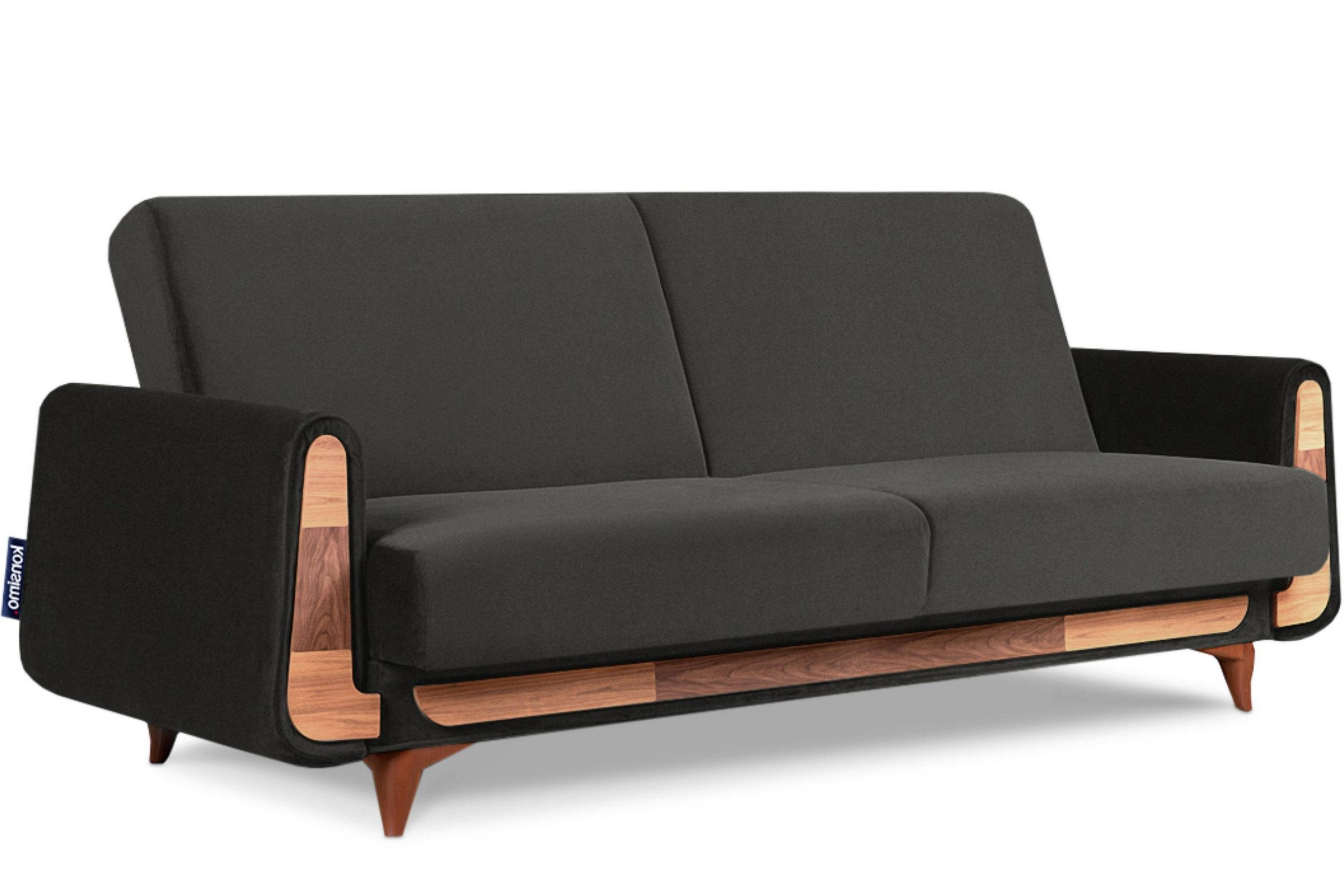 3-SITZER SCHLAFSOFA GUSTAVO mit Armlehnen, anthrazit - Anthrazit/Braun, Textil (230/98/98cm) - KONSIMO®